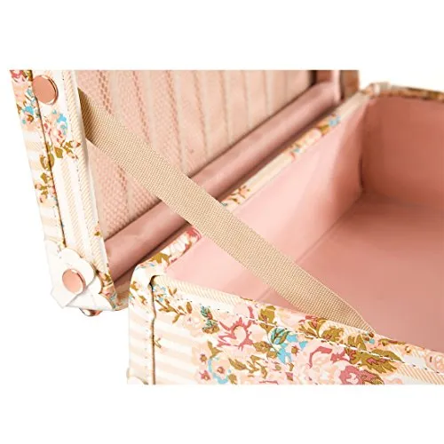 13 Inch Pu Leather Small Suitcase Floral Decorative Box With Straps For Women