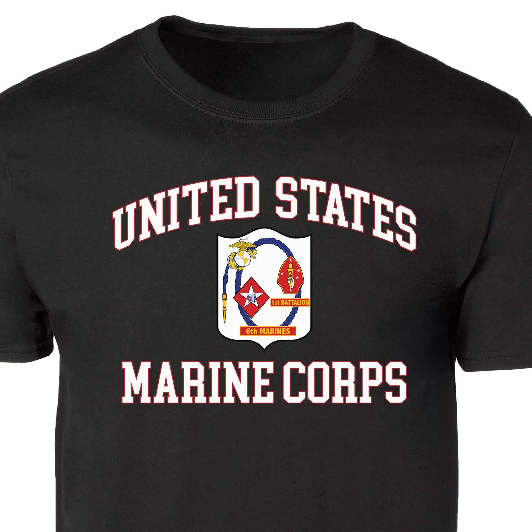 1st Battalion 6th Marines USMC  Patch Graphic T-shirt