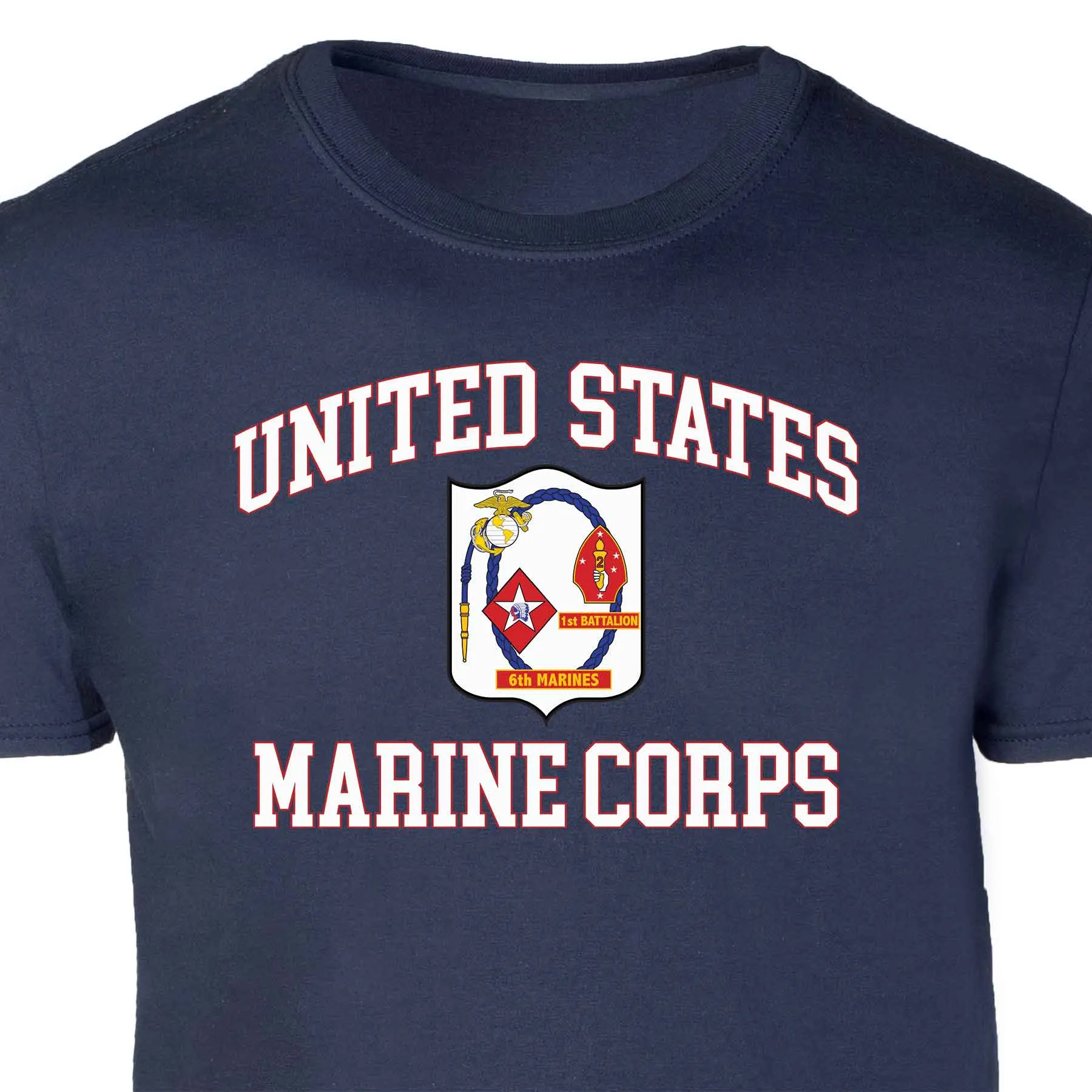 1st Battalion 6th Marines USMC  Patch Graphic T-shirt