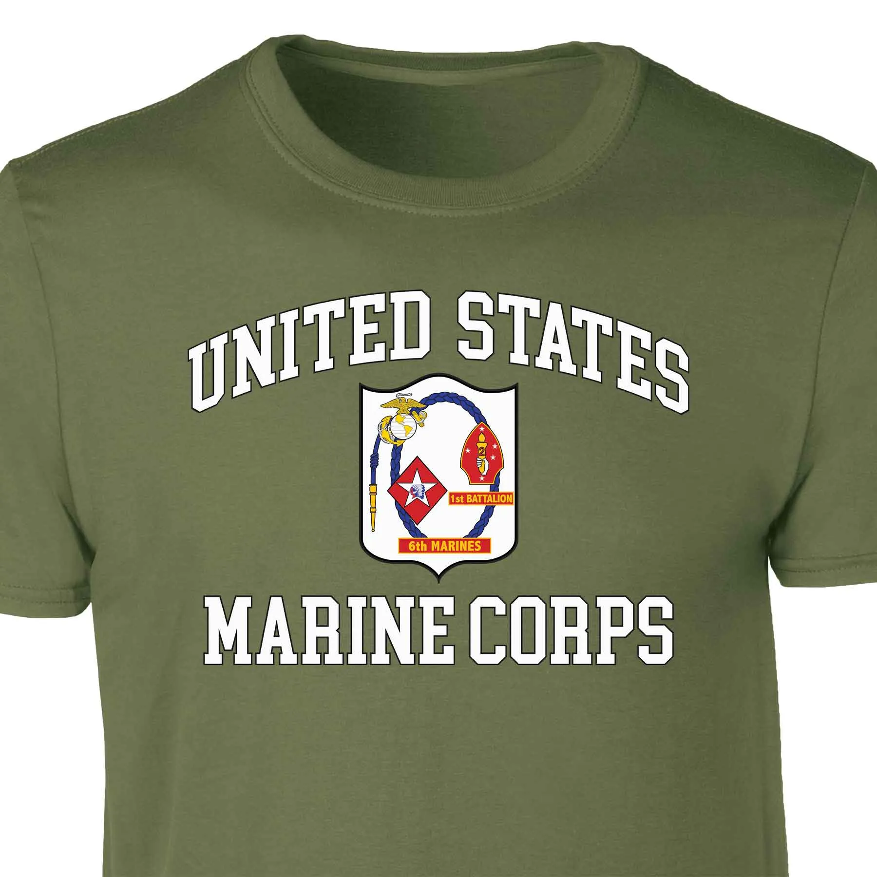 1st Battalion 6th Marines USMC  Patch Graphic T-shirt