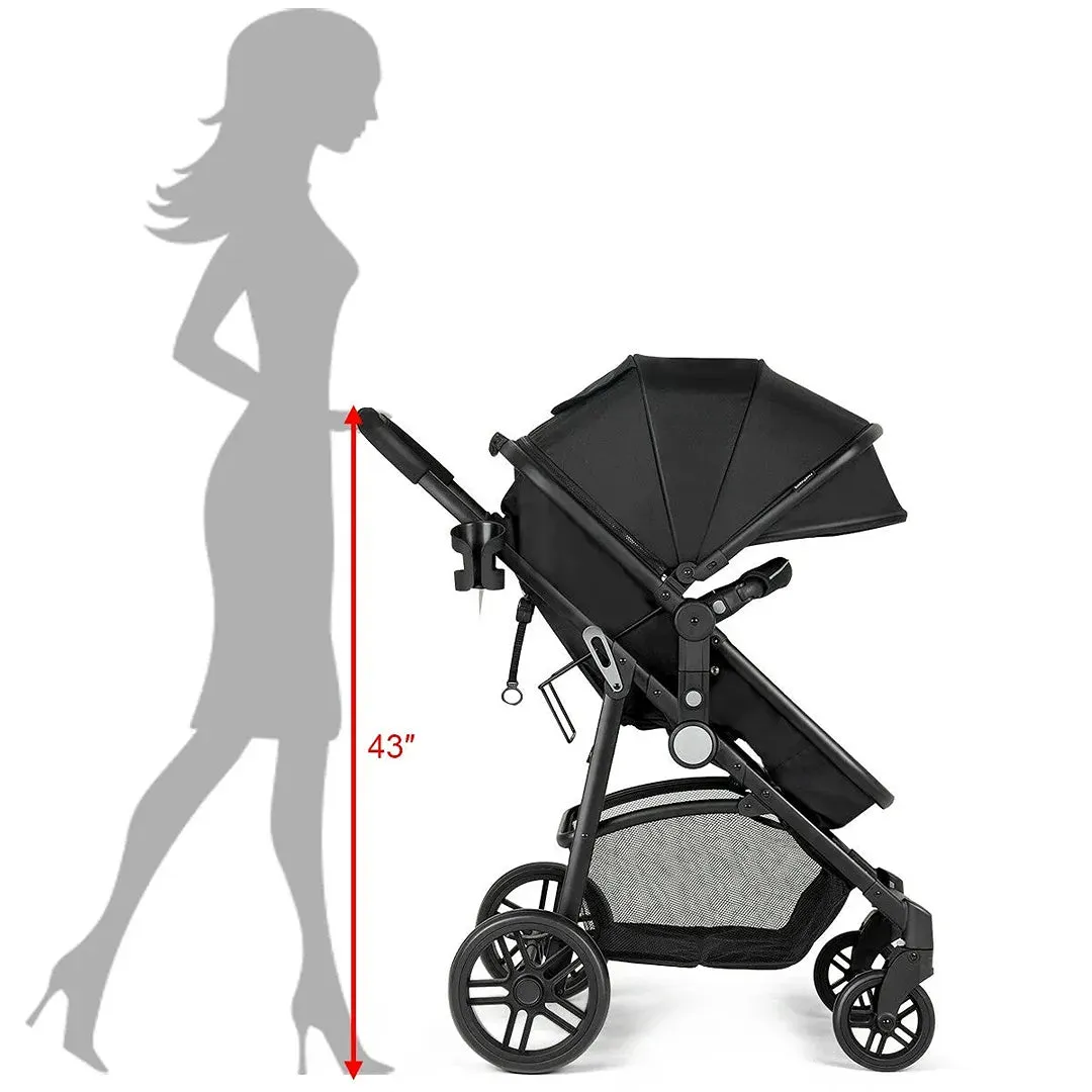 2 In 1 Foldable Baby Stroller Kids Travel Newborn Infant Buggy Pushchair - Black