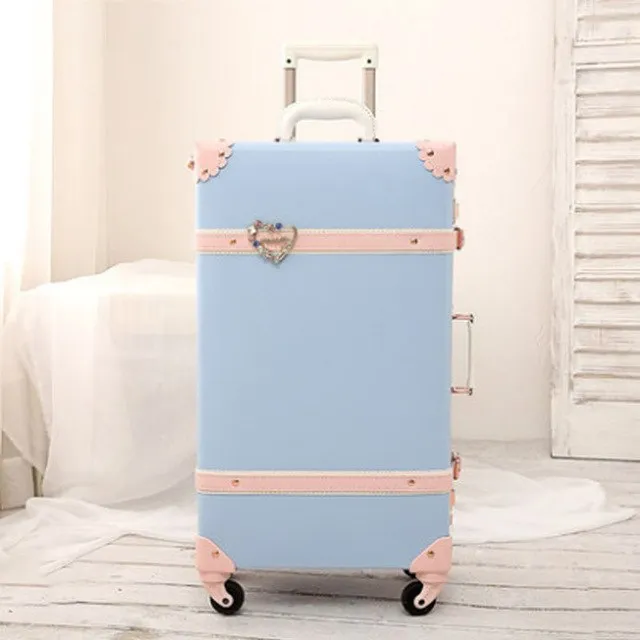 2018 20" - 26" Fashion Girl Retro Rolling Luggage Bagages Pu Leather Suitcase Trunk Vintage Valiz