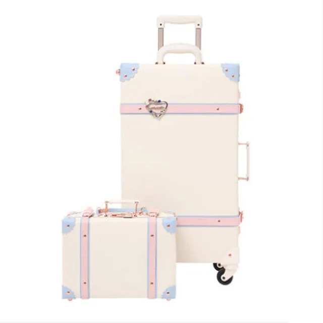 2018 20" - 26" Fashion Girl Retro Rolling Luggage Bagages Pu Leather Suitcase Trunk Vintage Valiz