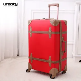 2018 Fashion Red Suitcase Wedding Luggage Chinese Red Leather Pole Travel Suitcase Wedding Pu Pp