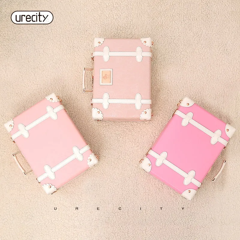 2018 New Children'S Suitcase Kids Luggage Small Suitcase Pink Hand Bags Striped Pu Pp Material High