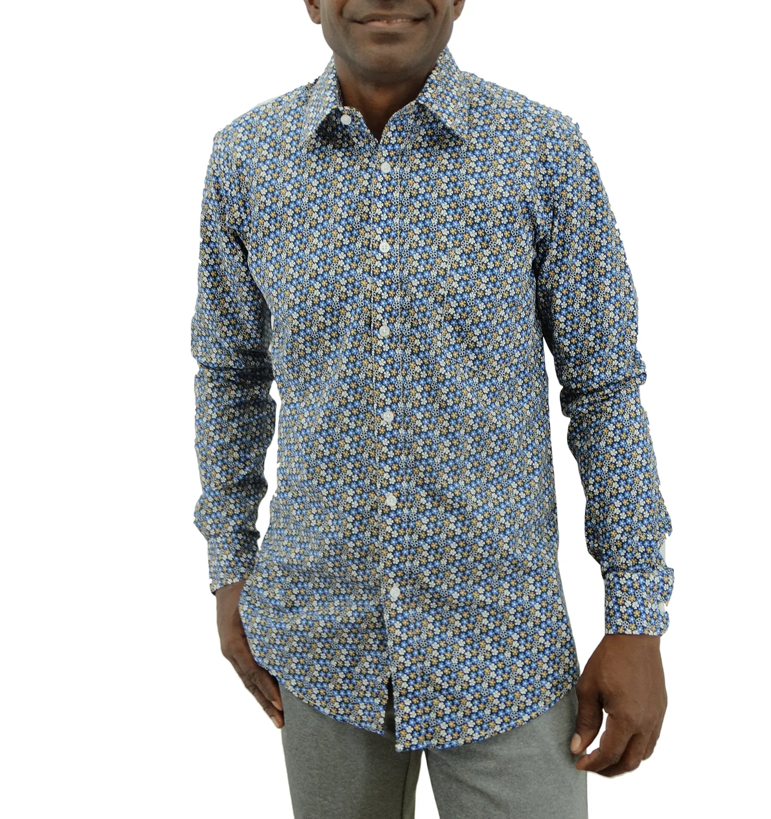 265-1450 Bellinne Printed L/S Men Shirt Multicolor Size S-XXXL