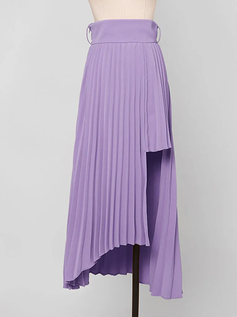 2PS White 1950S Vintage Classic Top And Purple Irregular Pleated Hem  High Waist Skirt Suit