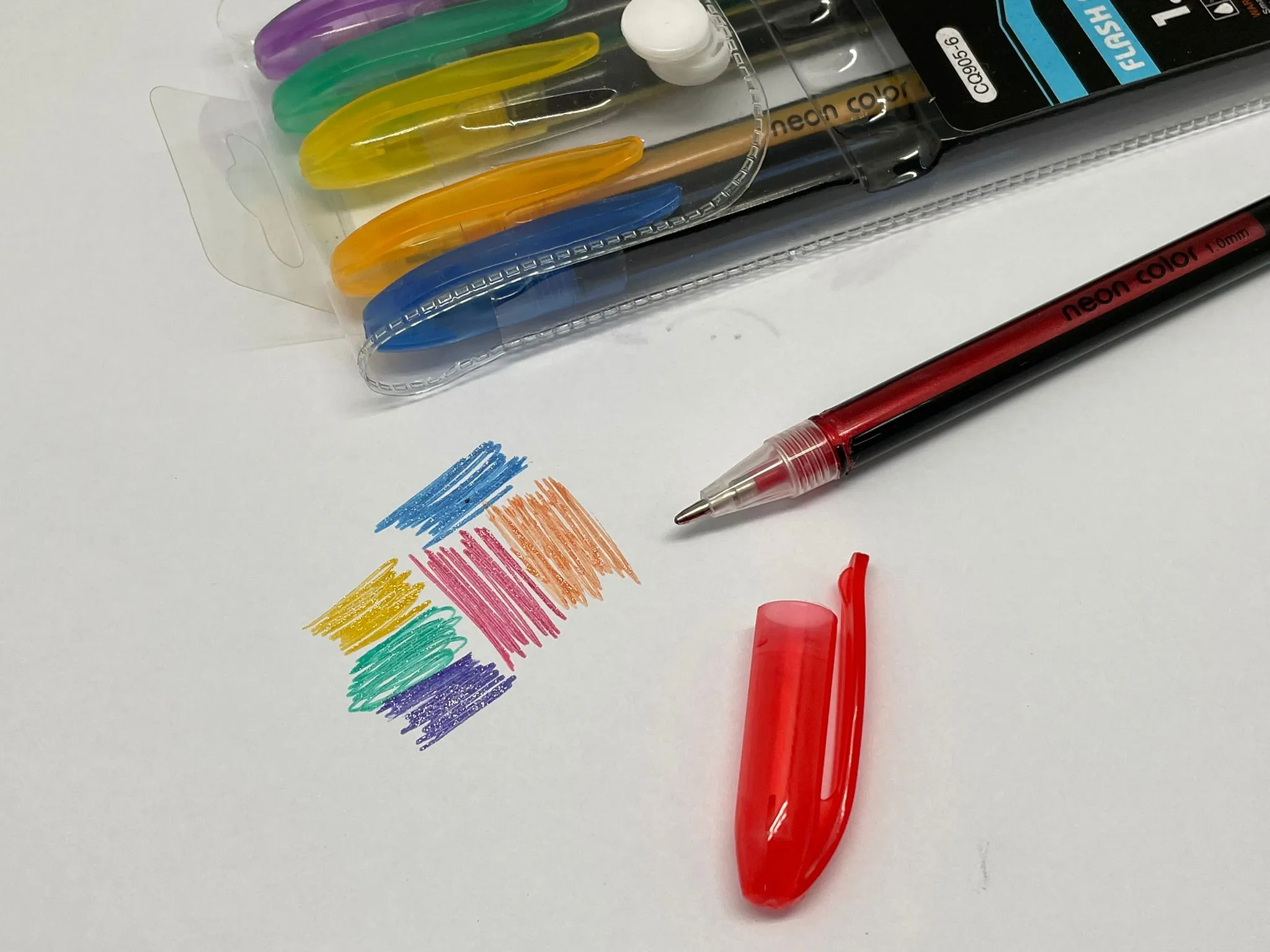 6 Colour Glitter Pen Set