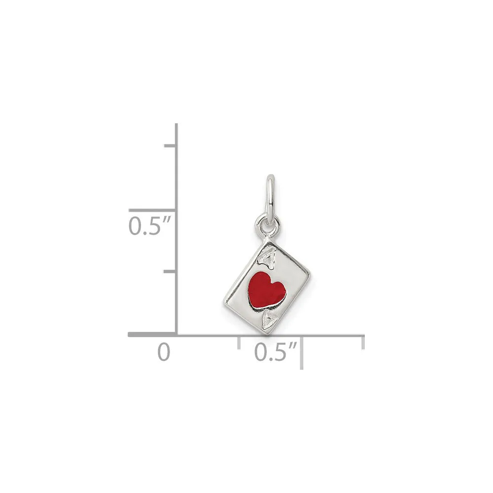 Ace of Hearts Card Pendant (Silver)