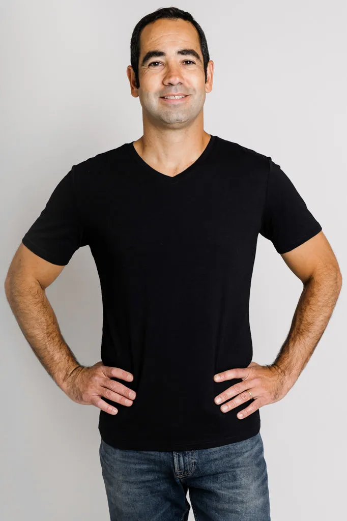 Adam Short Sleeve Shirt, Black, Bamboo