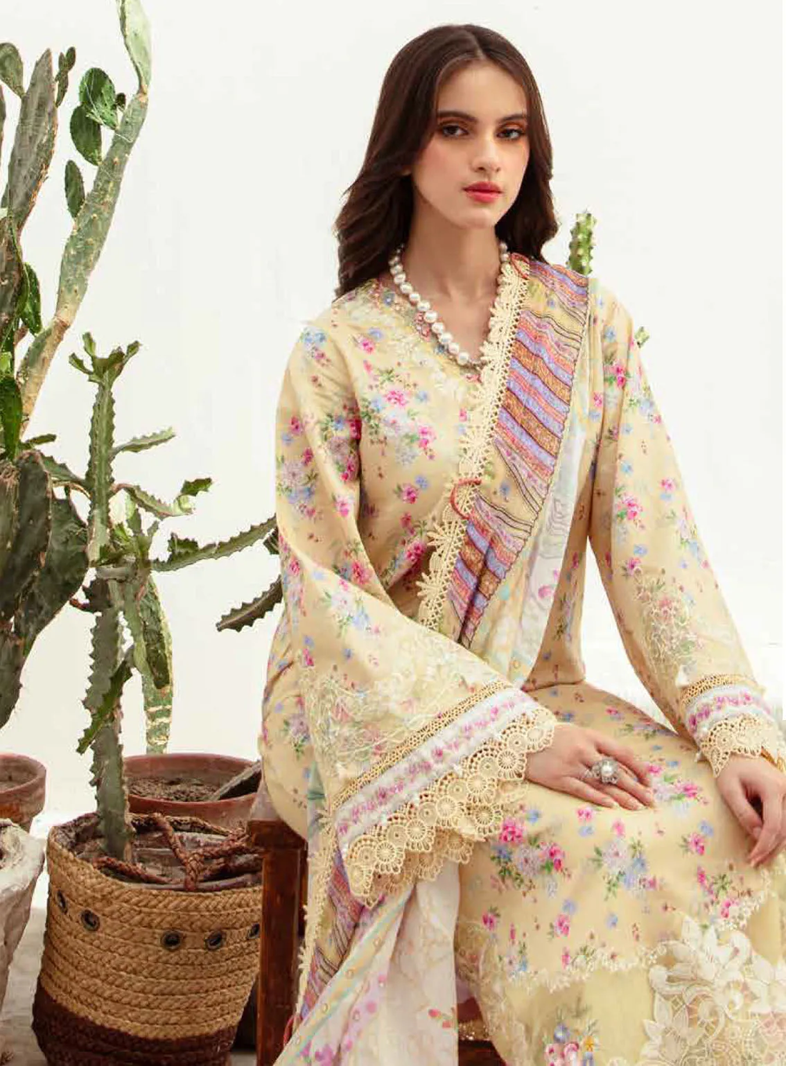 Alif Affordable By AJR Couture Embroidered Lawn 3 Piece Unstitched Suit AJR24AA AFL-05 SUNNY DELIGHT