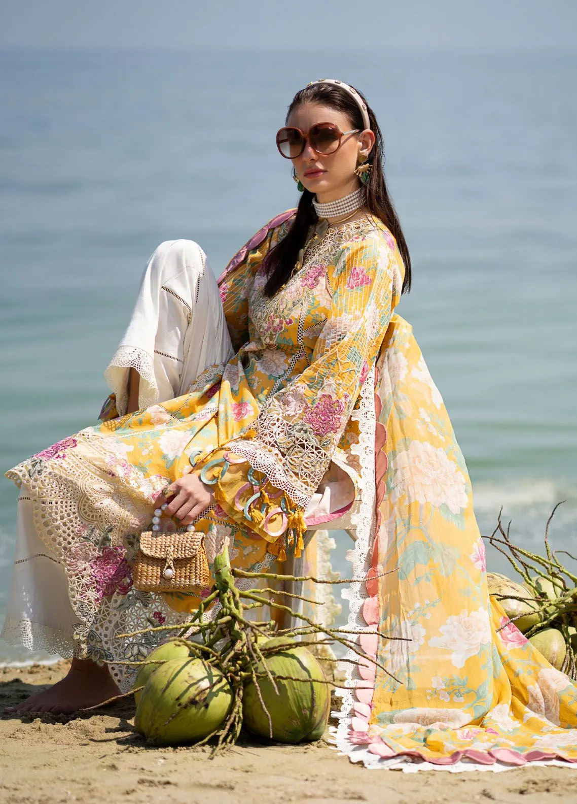 Alif By AJR Couture Signature Luxury Embroidered Lawn 3 Piece Unstitched Suit AJRC24ASLL-07 SUNLIT