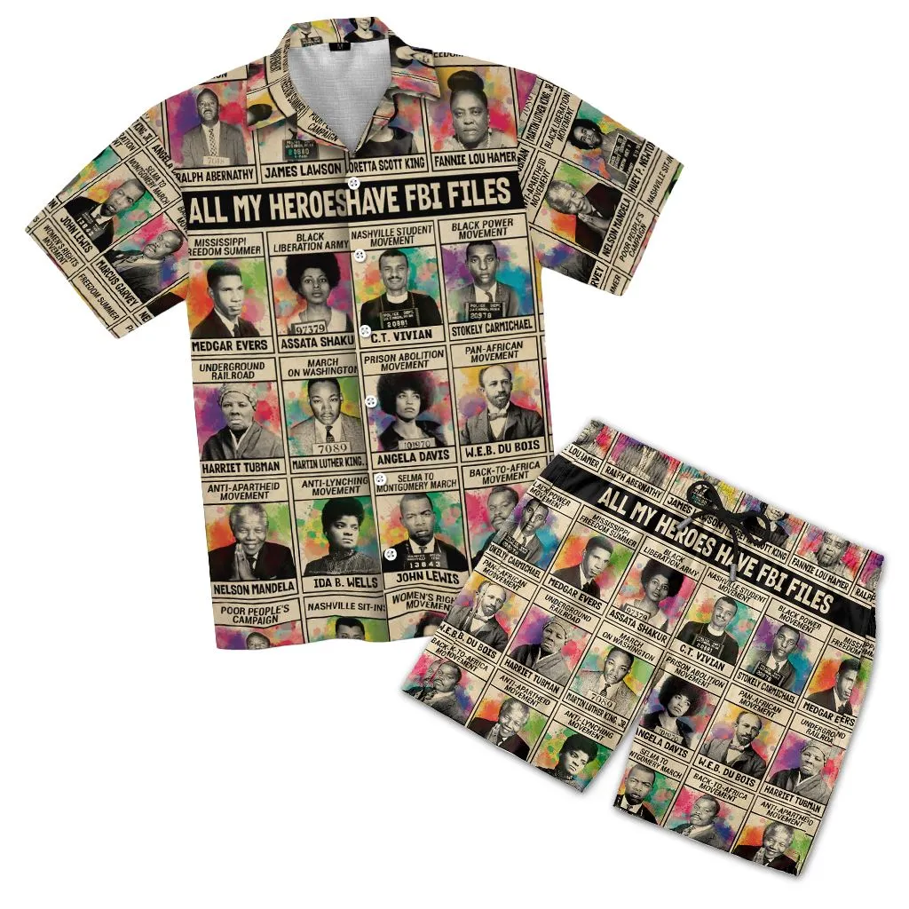 All My Heroes Have FBI Files Hawaiian Shirt and Shorts Set