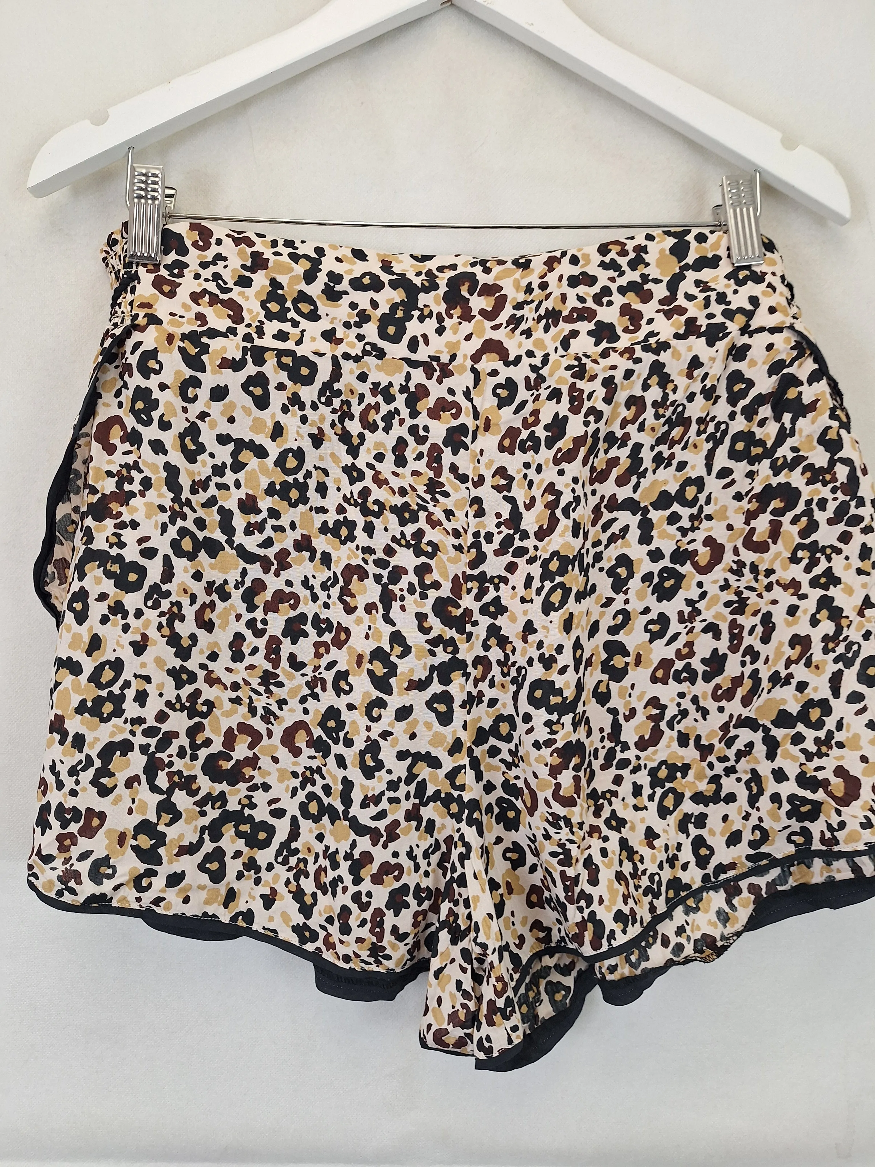 Anthropologie Animal Print Trimmed Mini Shorts Size L