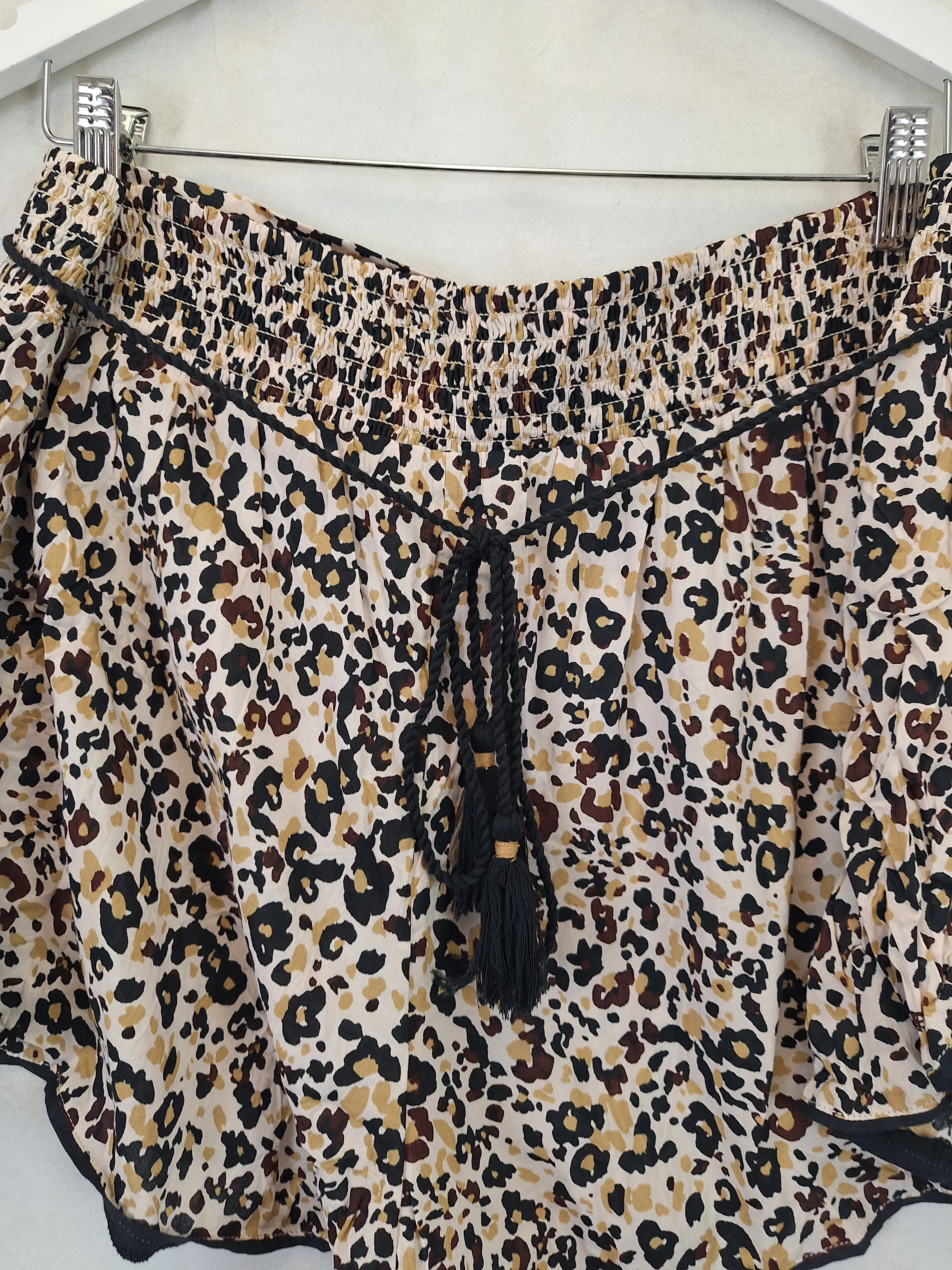 Anthropologie Animal Print Trimmed Mini Shorts Size L