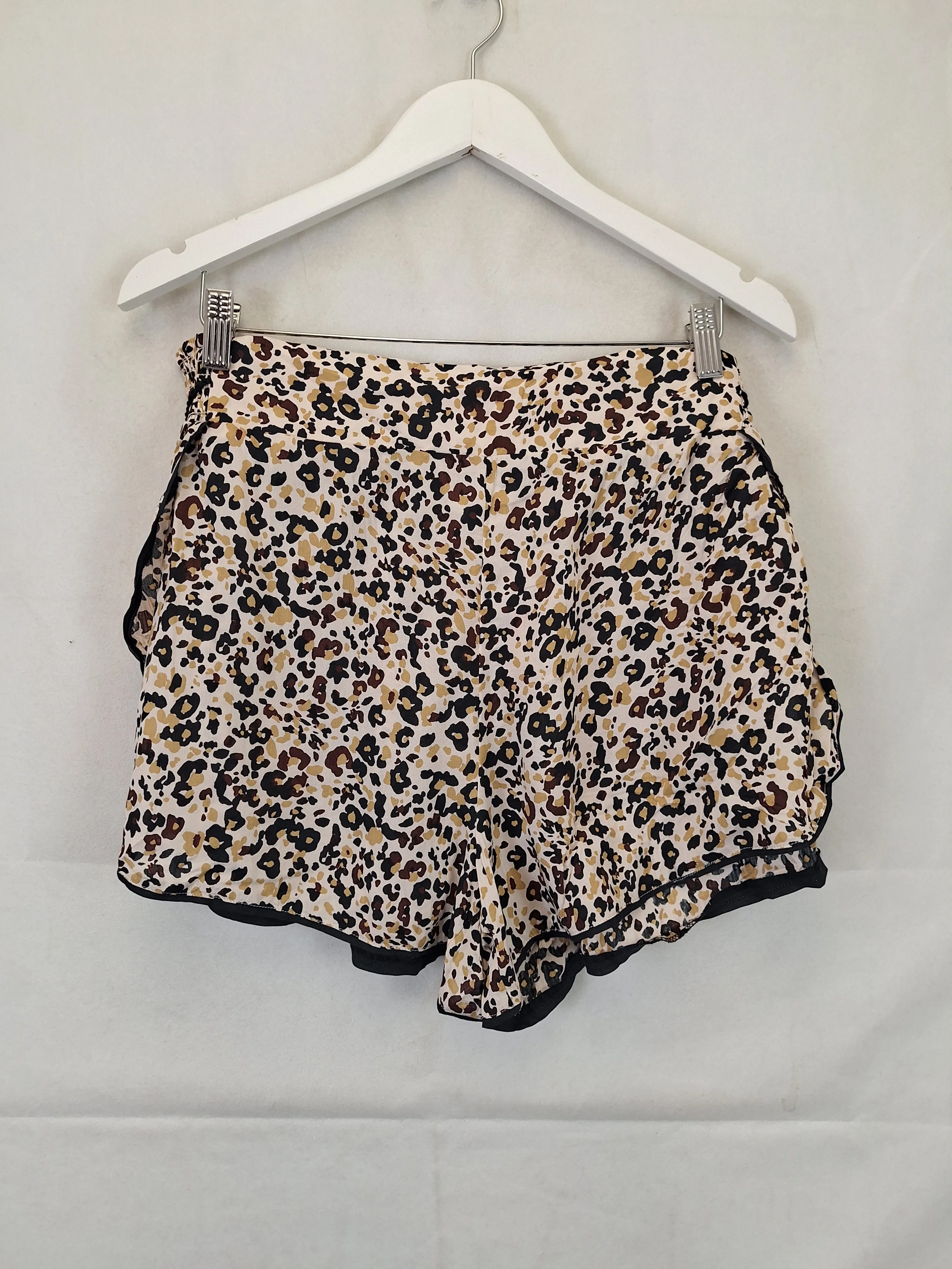 Anthropologie Animal Print Trimmed Mini Shorts Size L