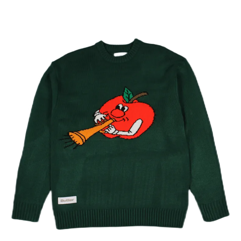 Apple Knitted Sweatshirt Forest Green