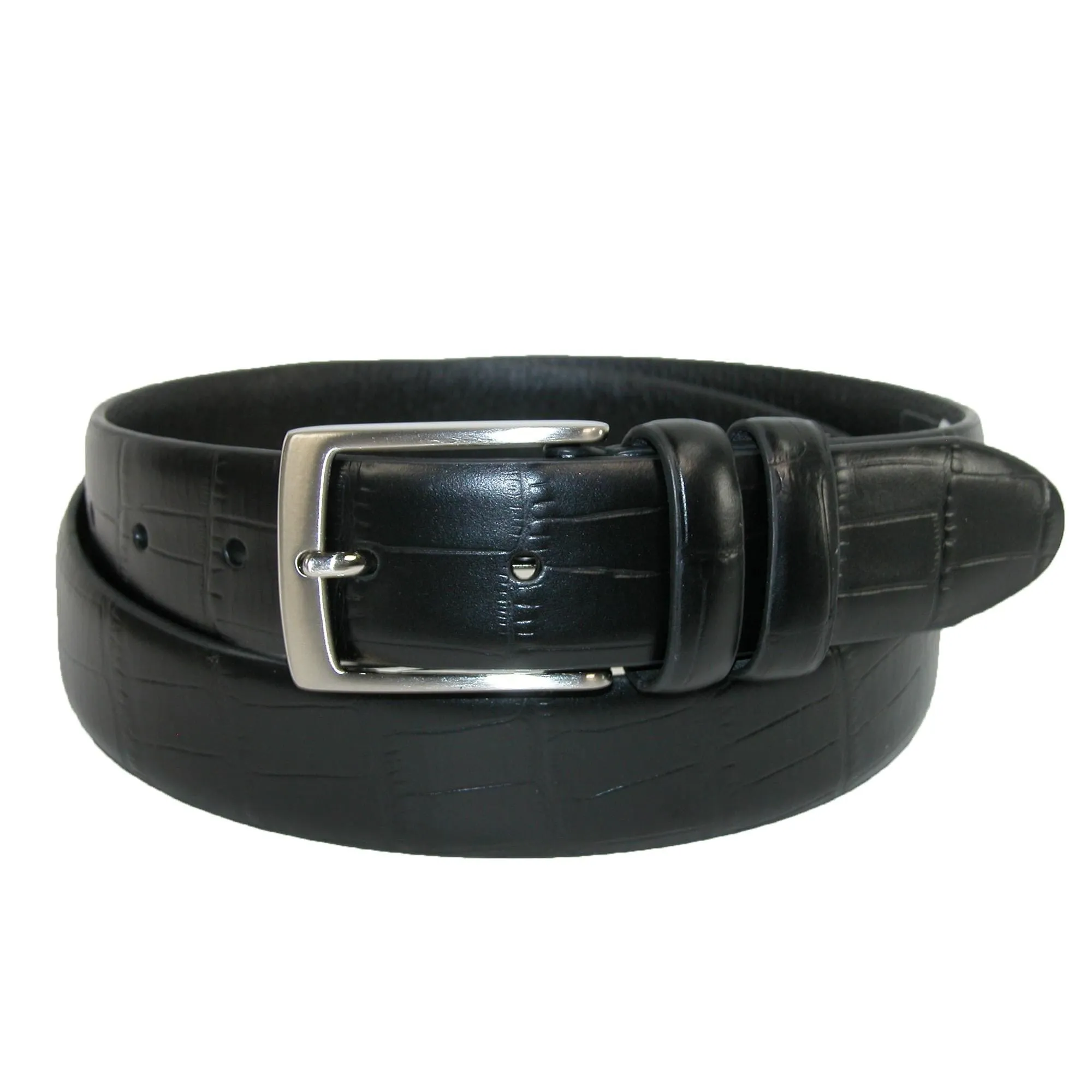 Aquarius Men's Big & Tall Croc Print Leather Dress Belt