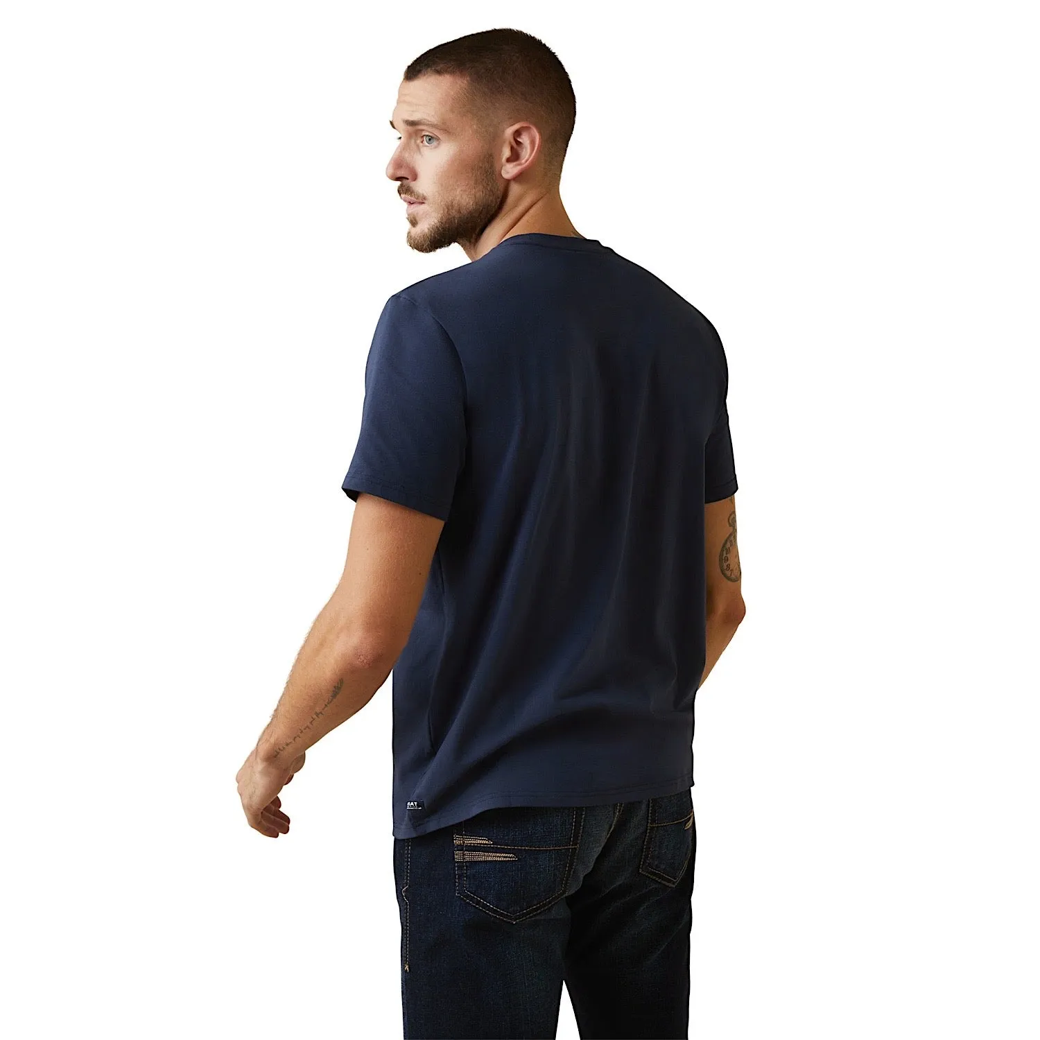 Ariat Mens Vertical Logo SS T-Shirt Navy