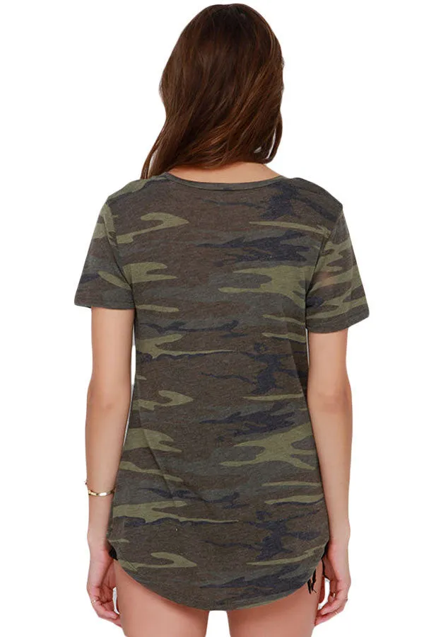 Army Print Pocket Top