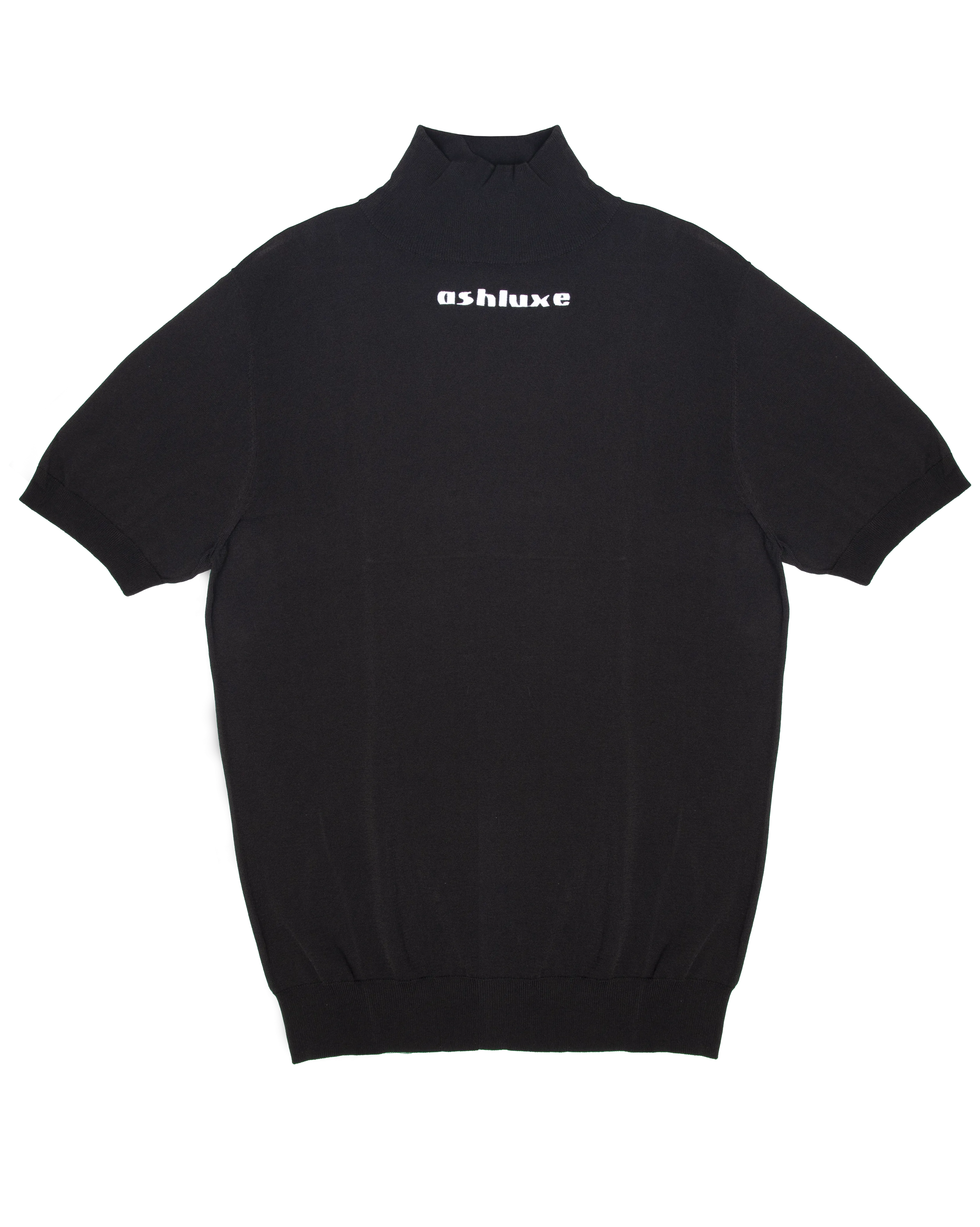 Ashluxe Ribbed Turtleneck Tee - Black