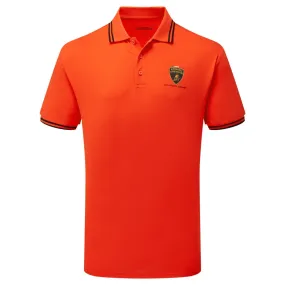 Automobili Lamborghini Squadra Corse Men's Travel Polo Shirt - Orange/White/Green