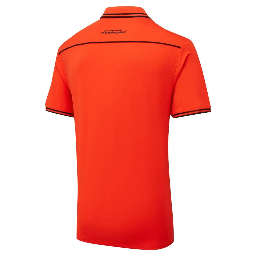 Automobili Lamborghini Squadra Corse Men's Travel Polo Shirt - Orange/White/Green