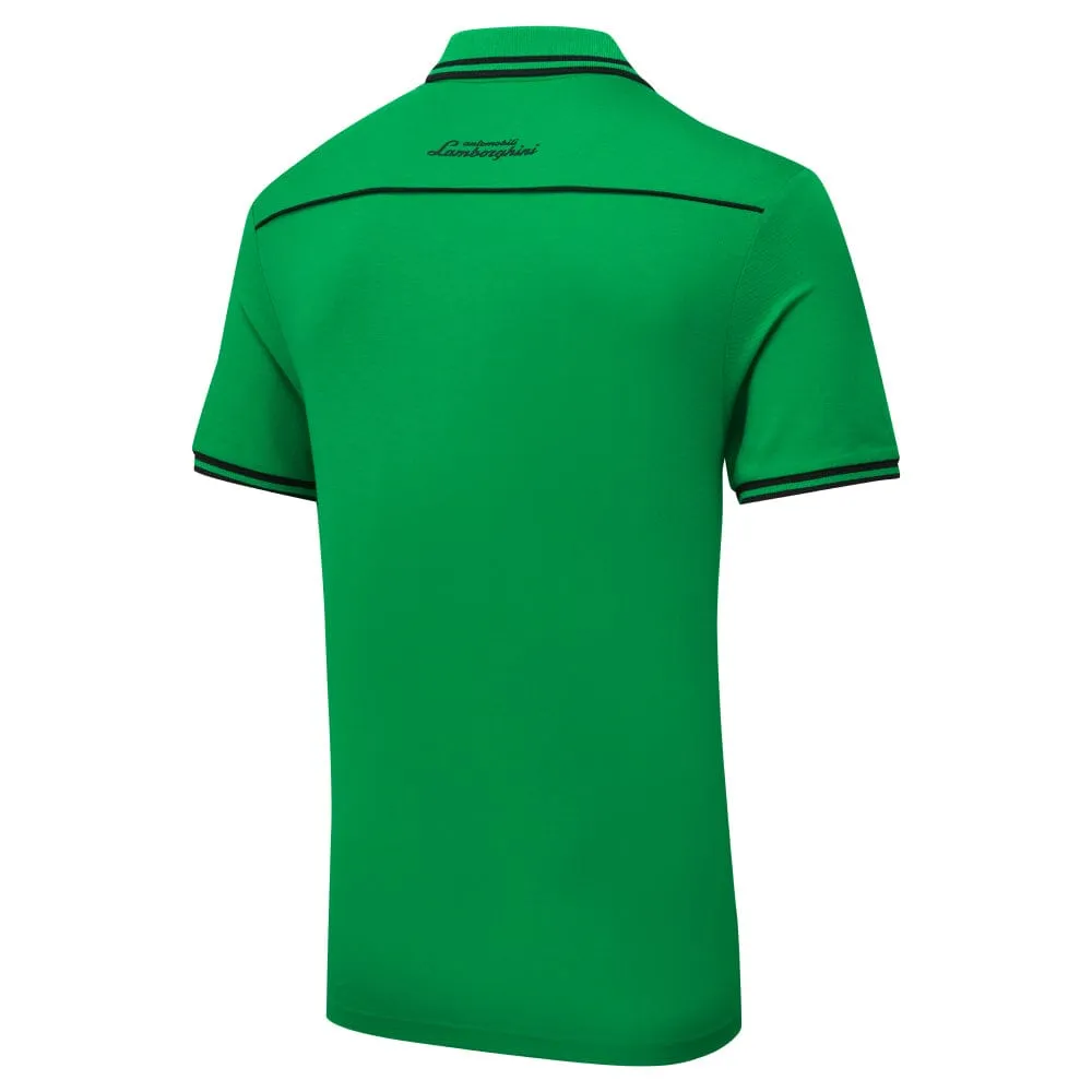 Automobili Lamborghini Squadra Corse Men's Travel Polo Shirt - Orange/White/Green