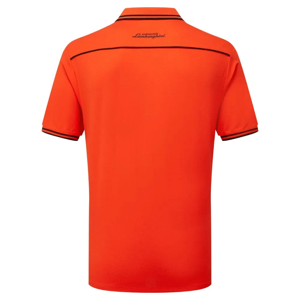 Automobili Lamborghini Squadra Corse Men's Travel Polo Shirt - Orange/White/Green