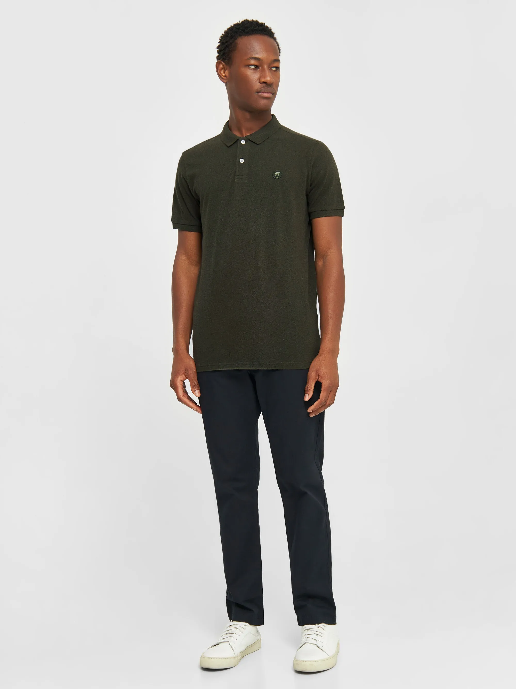 Basic badge polo - Green melange