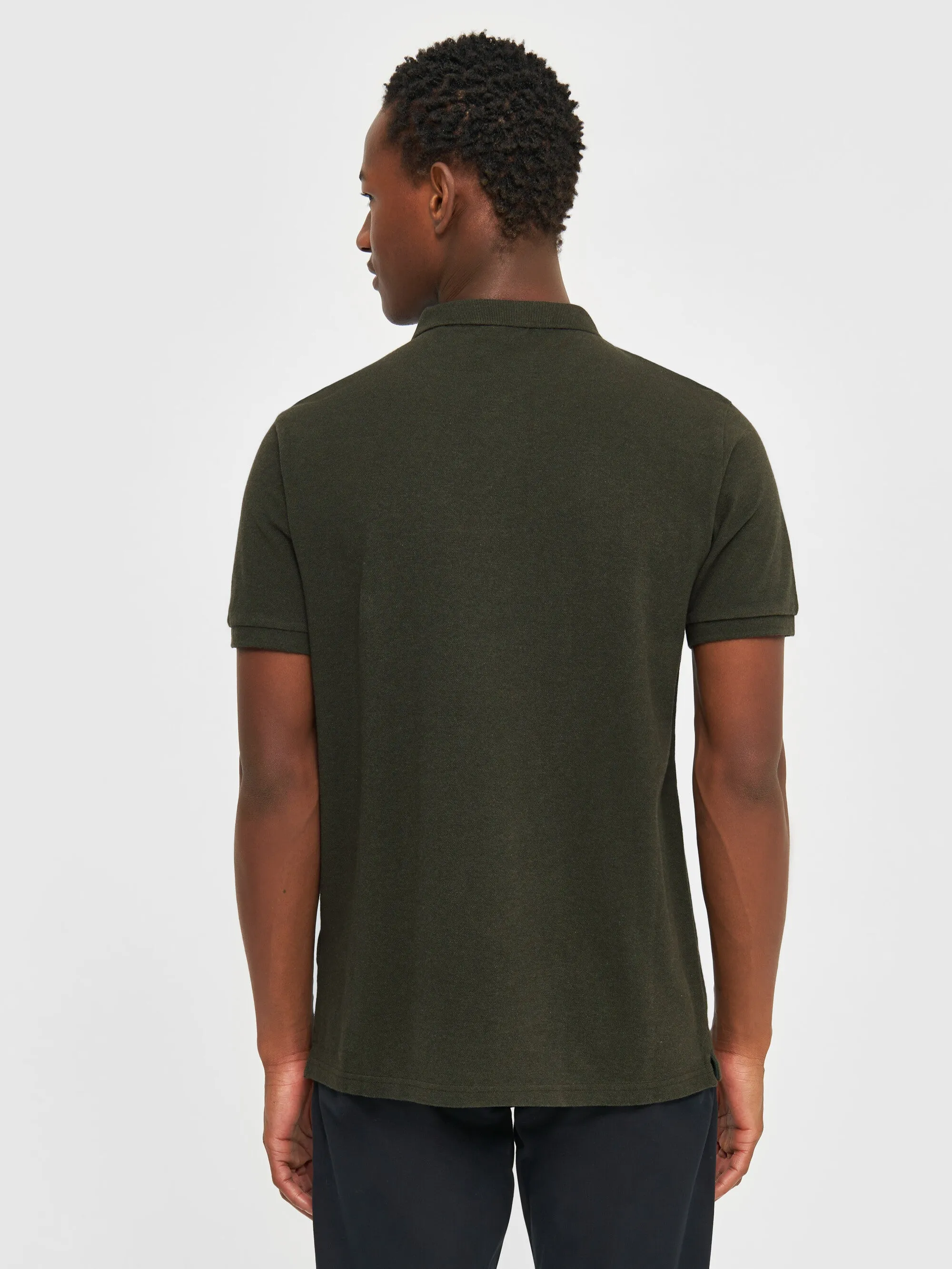 Basic badge polo - Green melange