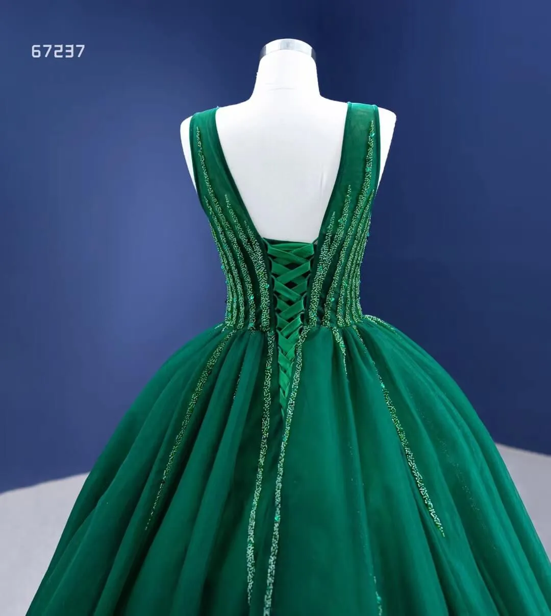 Beaded Green Ball Gown Rose Pink Prom Dresses 67237 viniodress