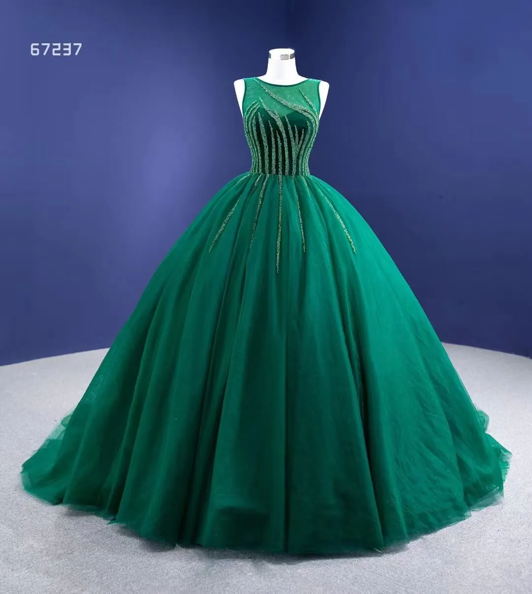 Beaded Green Ball Gown Rose Pink Prom Dresses 67237 viniodress