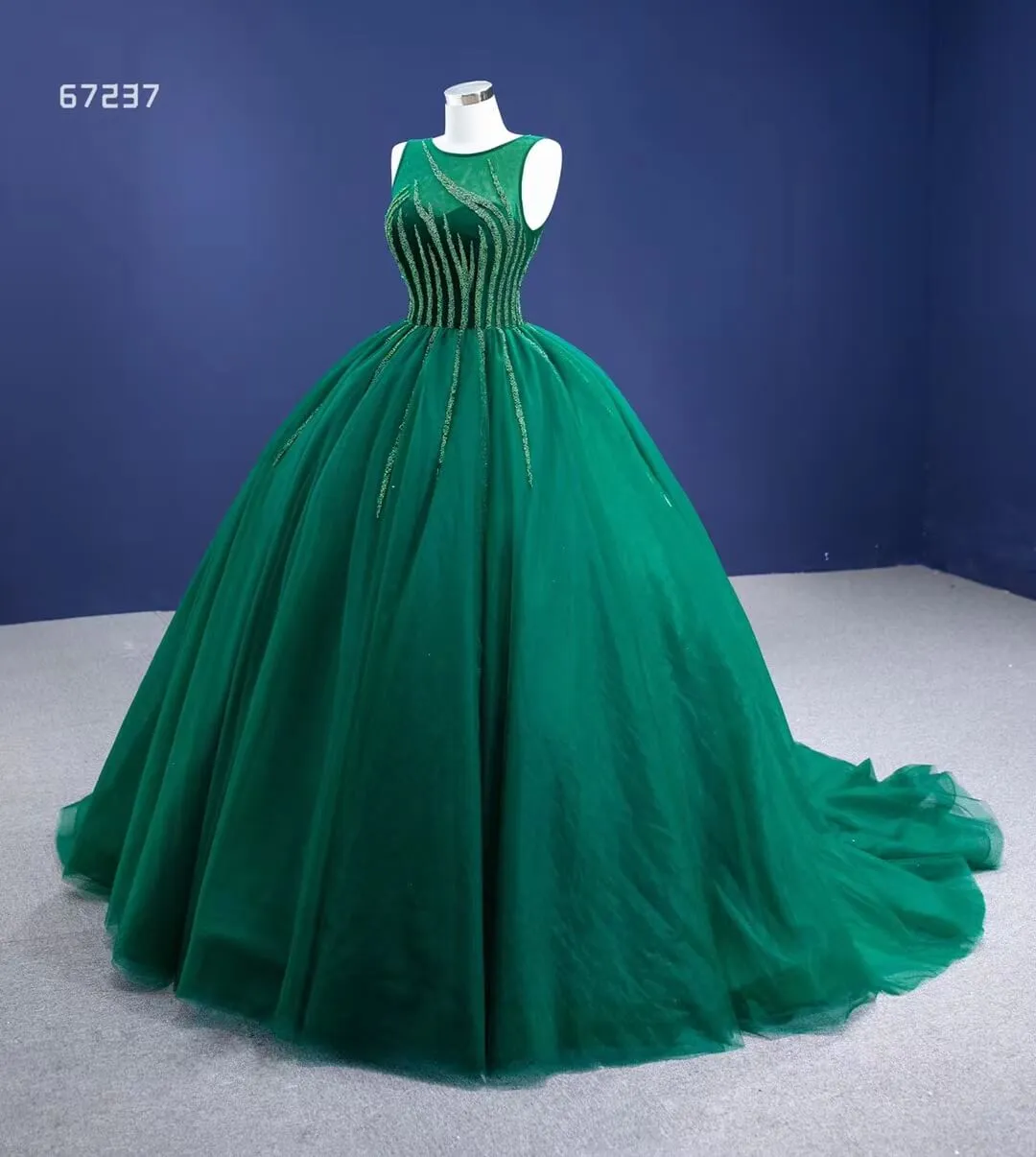 Beaded Green Ball Gown Rose Pink Prom Dresses 67237 viniodress