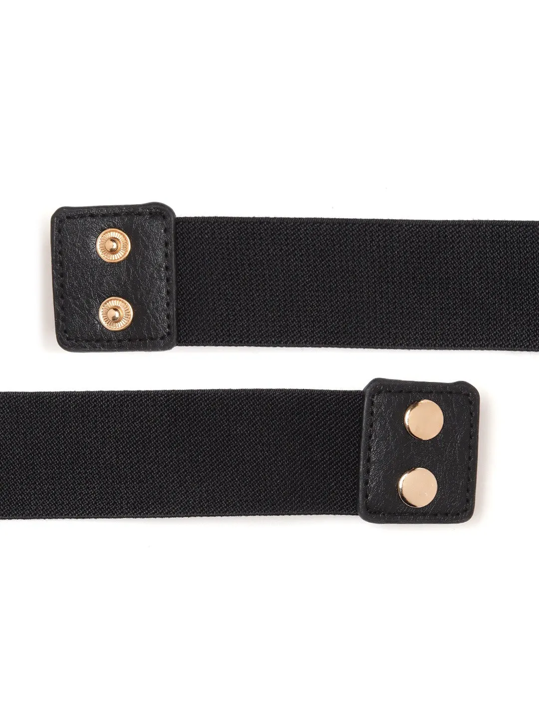 Berrylush Women Black Elastic Strap Chain Buckle Belt