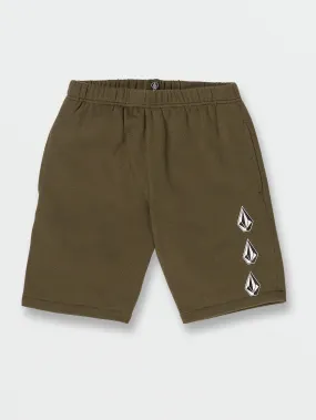 Big Boys Iconic Stone Fleece Shorts - Military