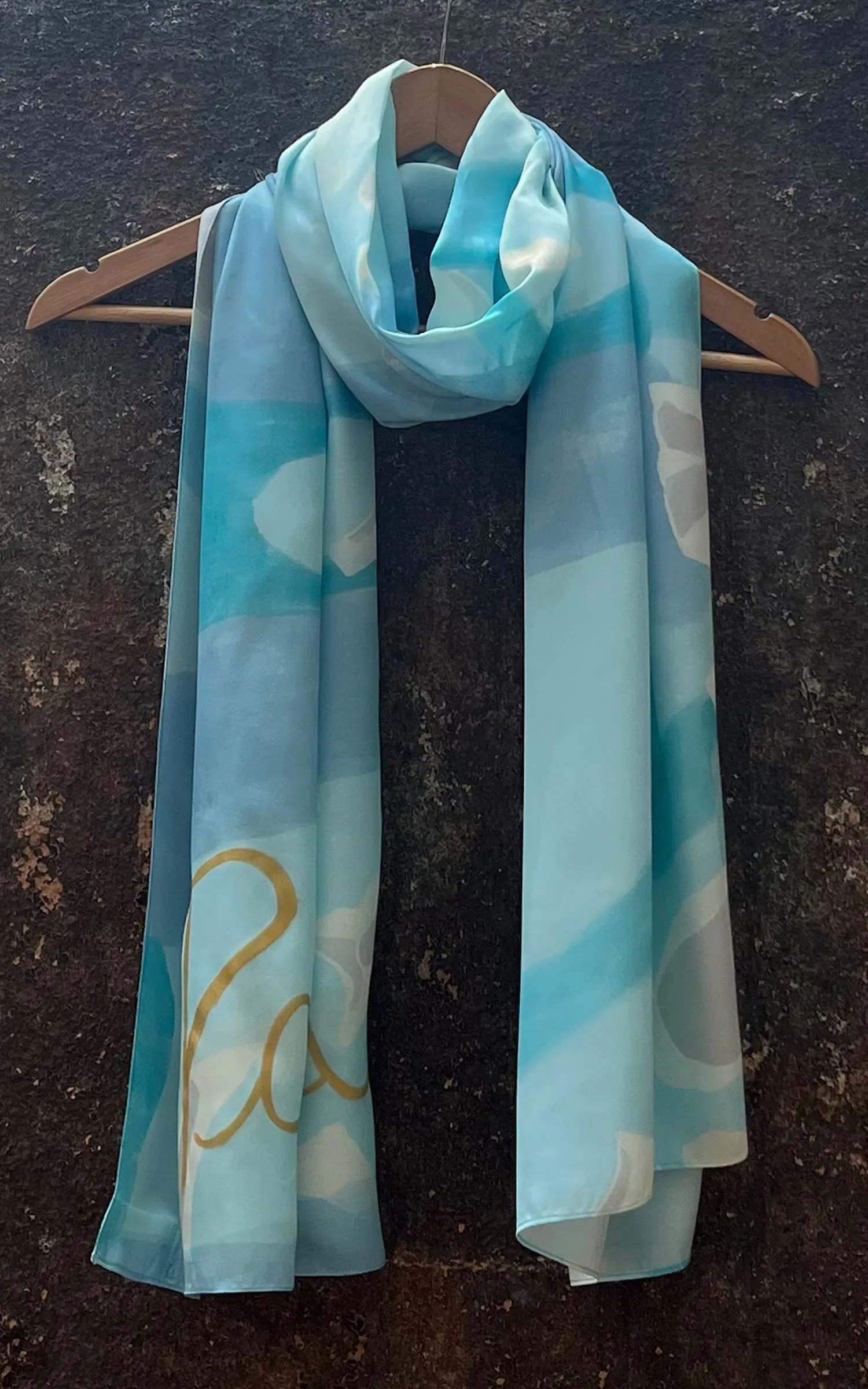 Blue Abstract Printed Scarf