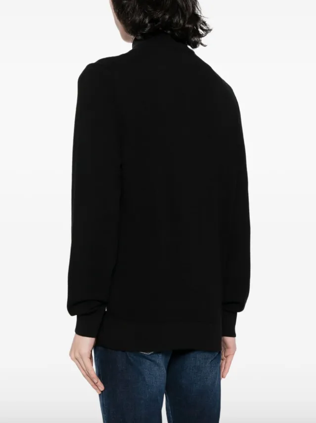 BOSS zip-neck sweater in micro-structured cotton