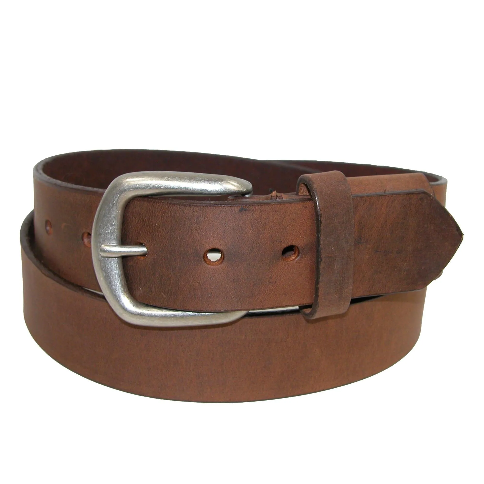 Boston Leather Men's Big & Tall Aged Bark Leather Hidden Stretch Belt