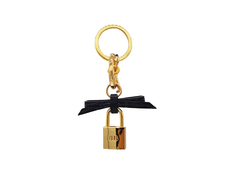 Bow and Padlock Keyring/Bag Charm - Orinoco 'Croc' Print - Black