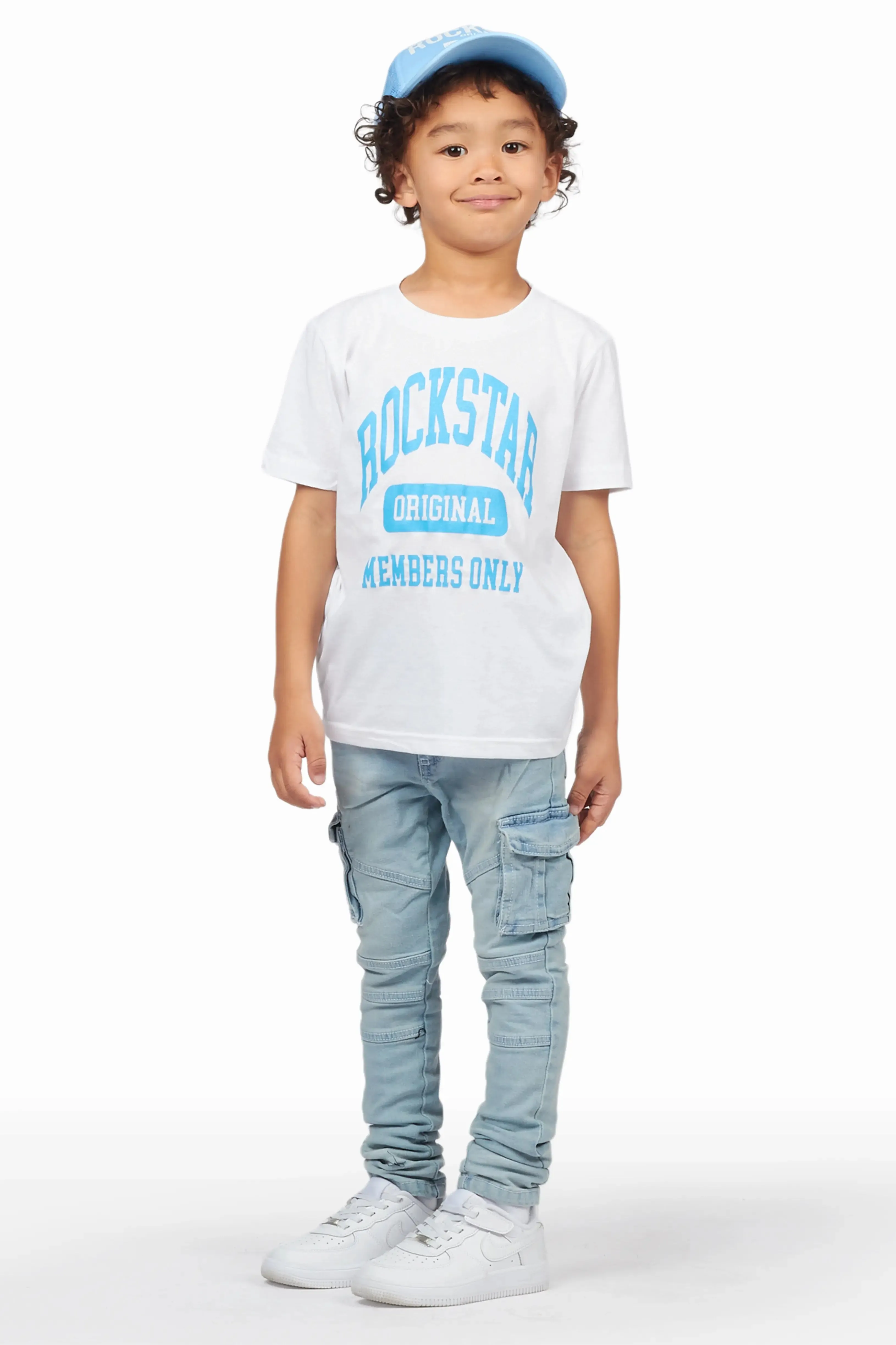 Boys Bansi White T-Shirt/Cargo Skinny Jean Set