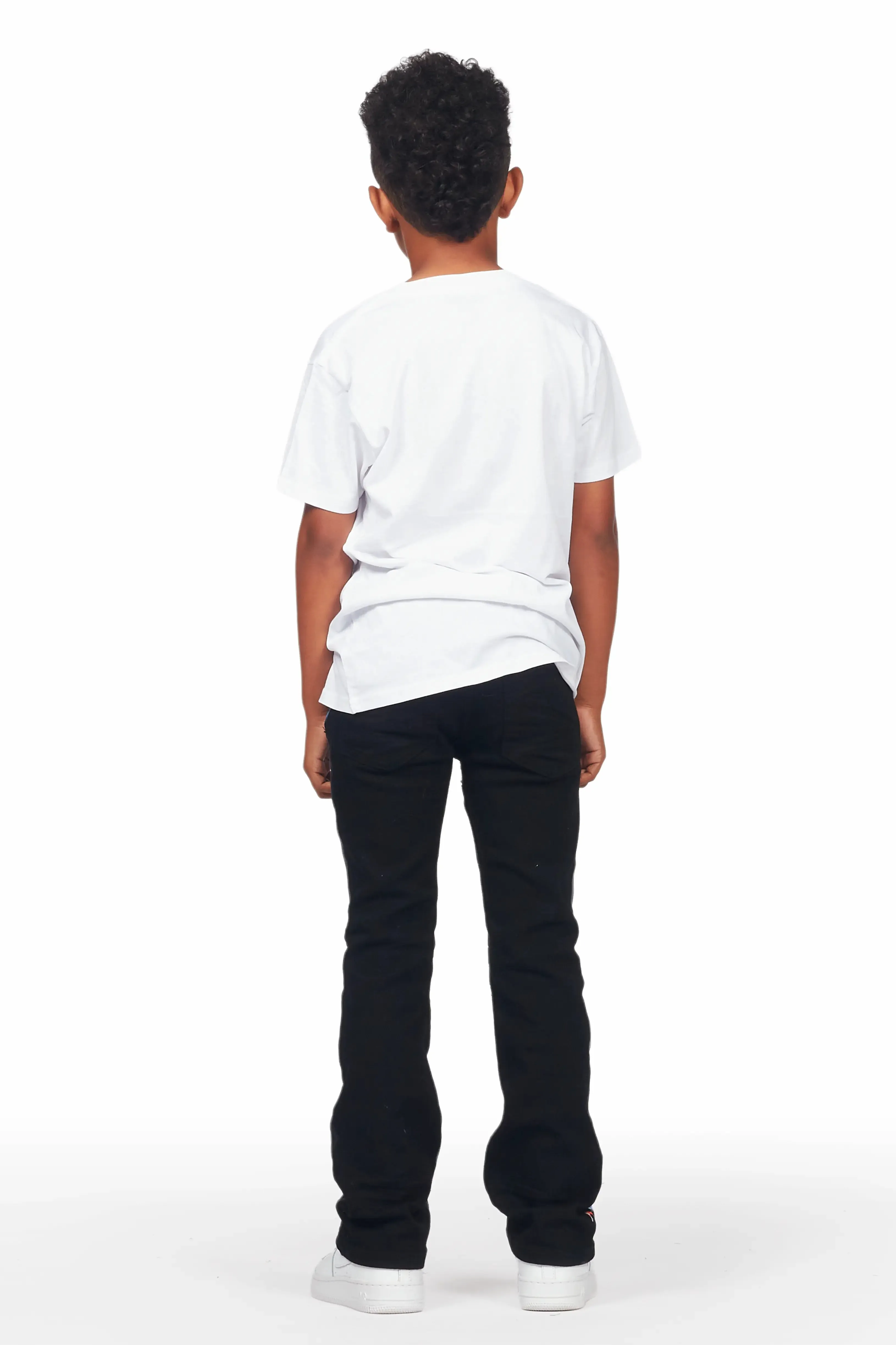 Boys Burrow White T-Shirt/Stacked Flare Jean Set