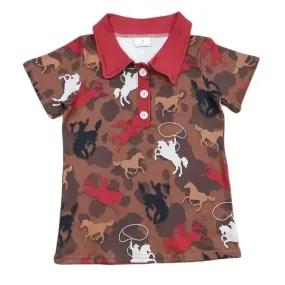 Boys Collared Red Rodeo Western Shirt - Kids Clothes