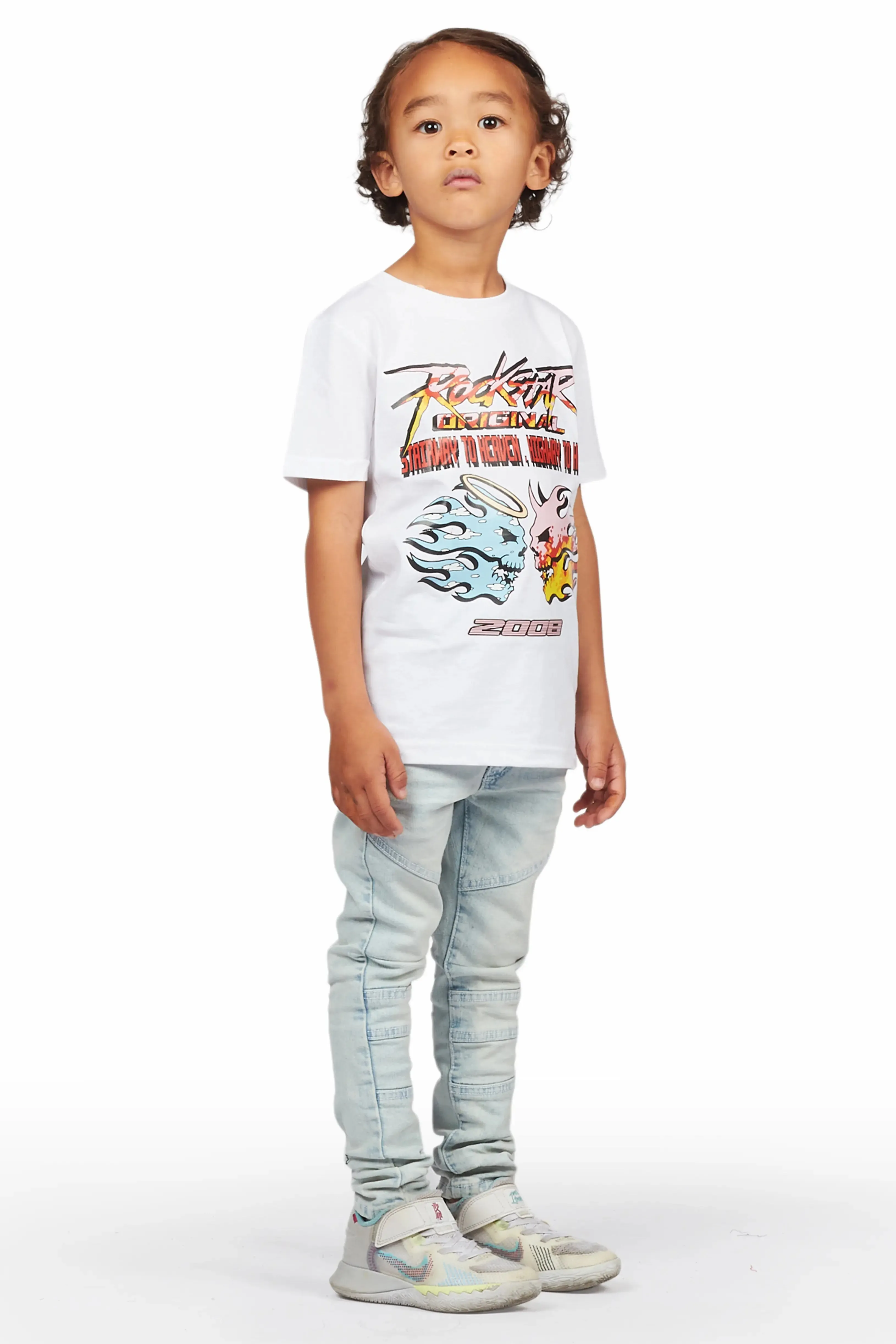 Boys Eddy White/Light Blue T-Shirt/Skinny Jean Set