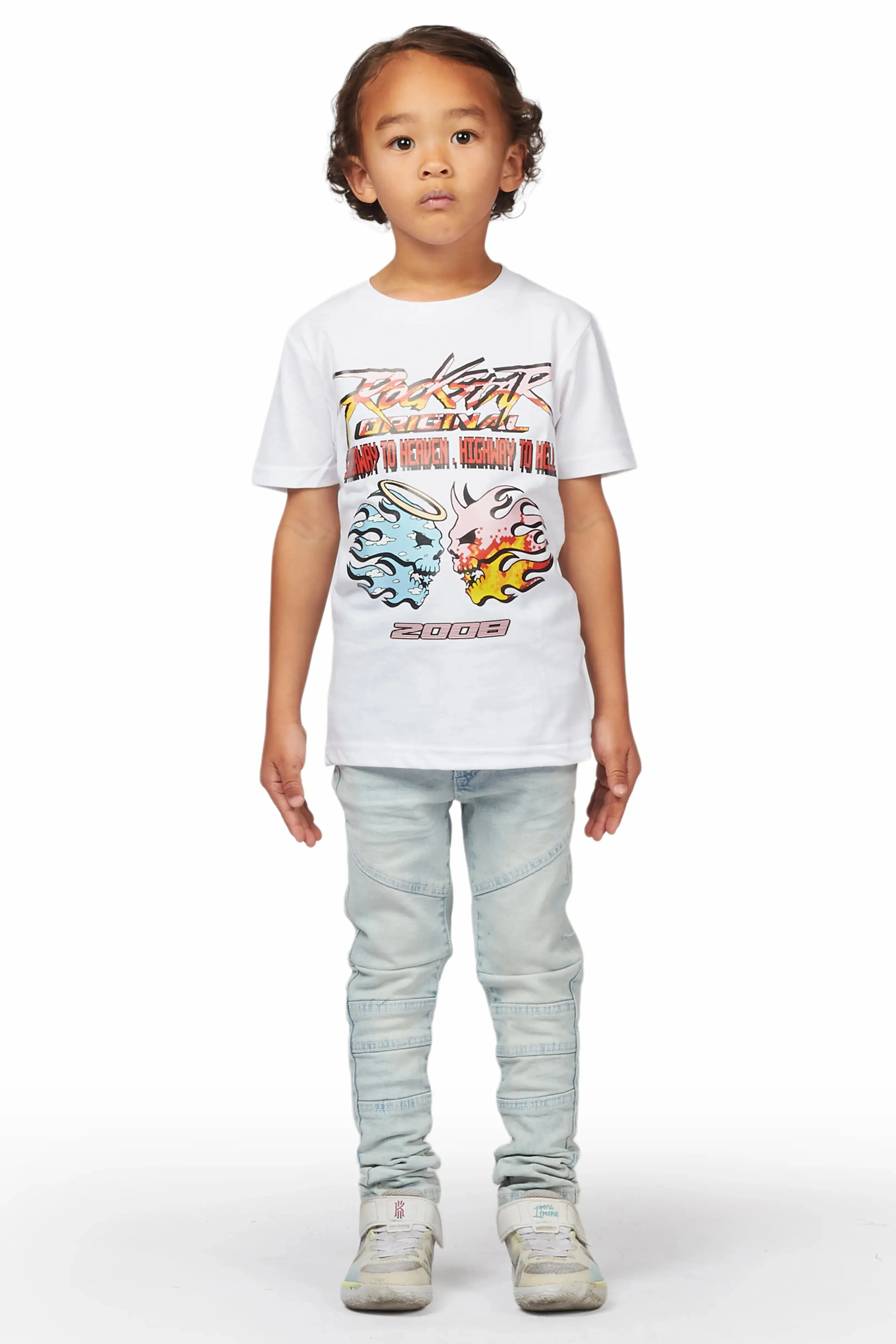 Boys Eddy White/Light Blue T-Shirt/Skinny Jean Set