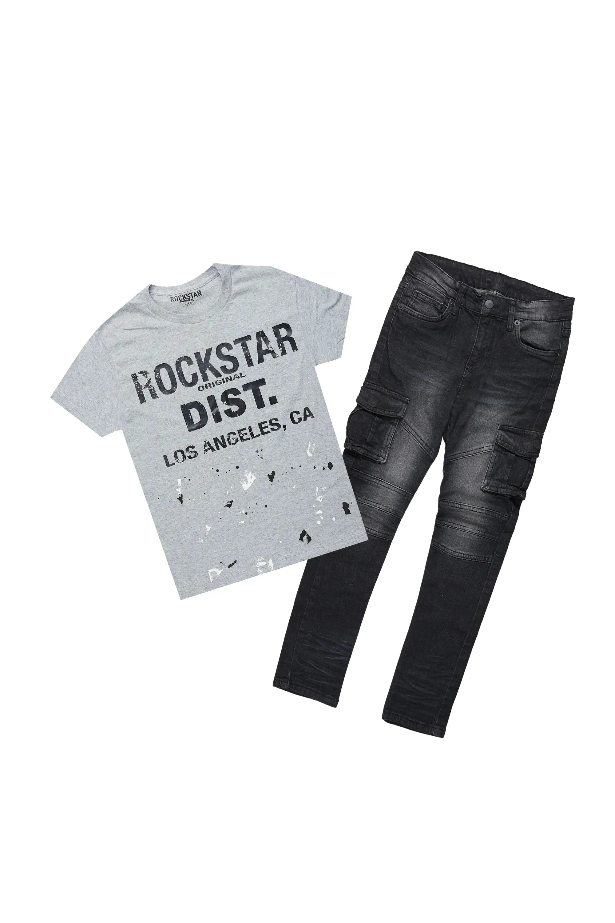 Boys Faiz Grey T-Shirt/Cargo Jean Set