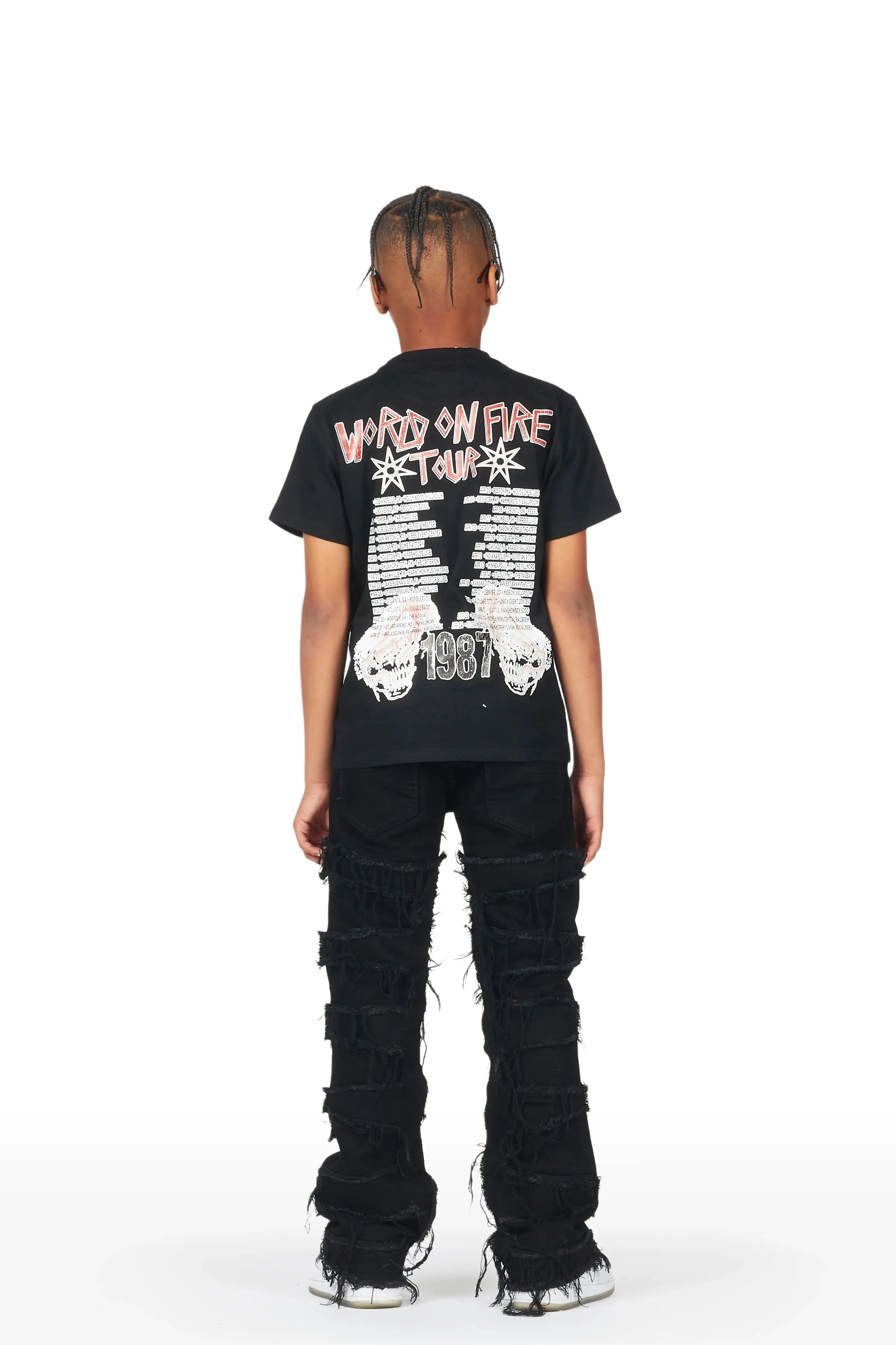 Boys Garron Black T-Shirt/Stacked Flare Jean