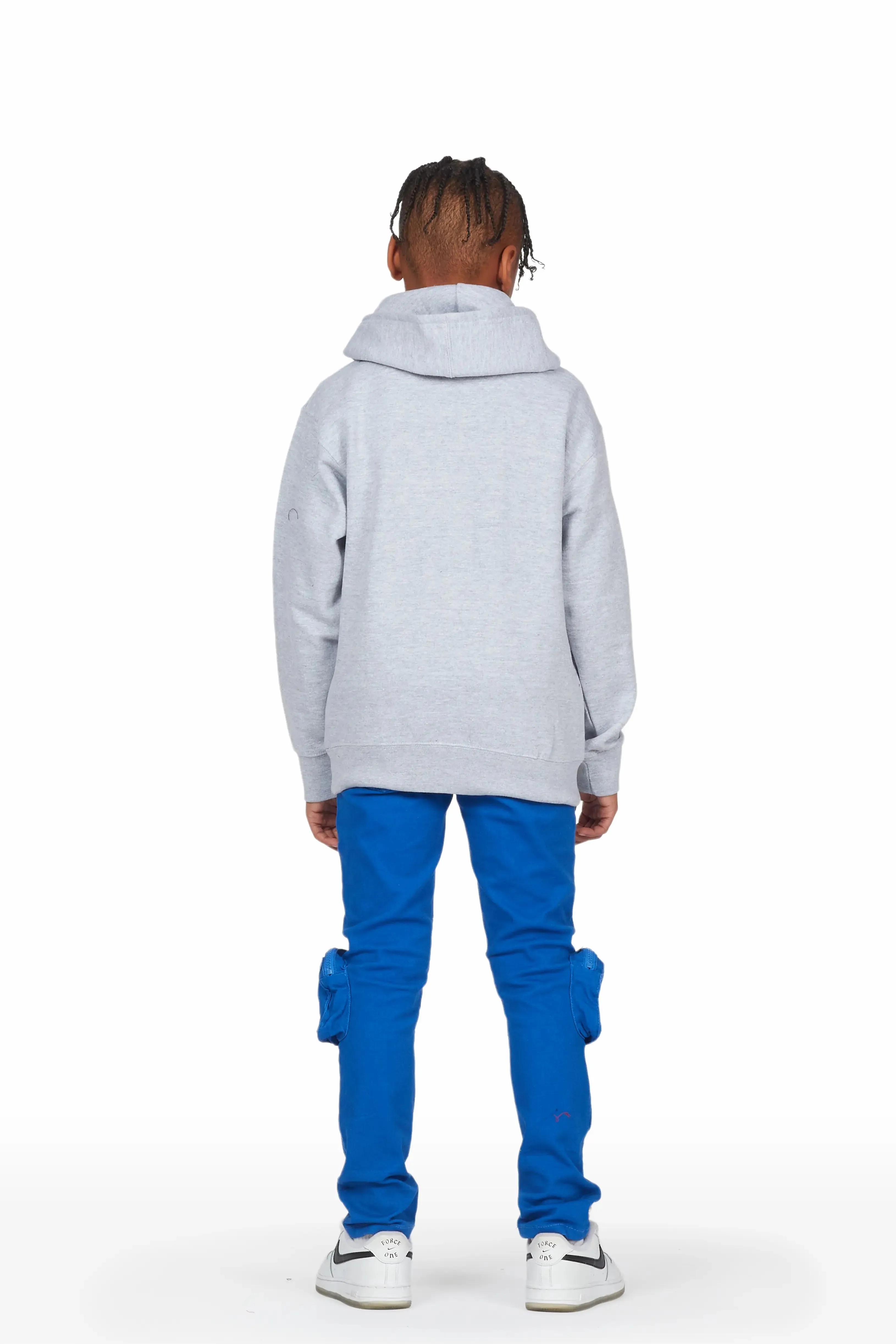 Boys Hiro Grey/Blue Cargo Jean Hoodie Set