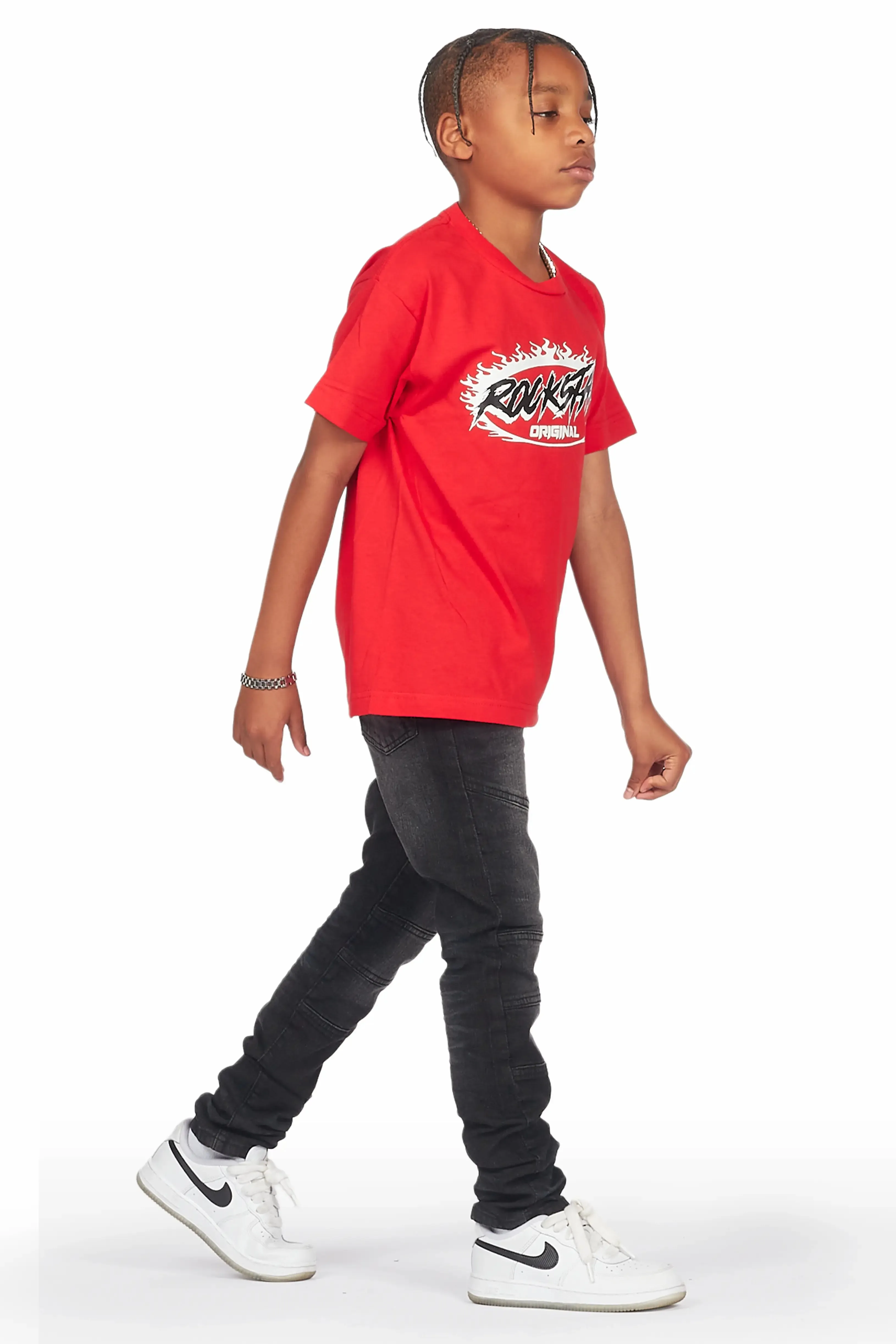 Boys Isamu Red/Black T-Shirt/Skinny Jean Set