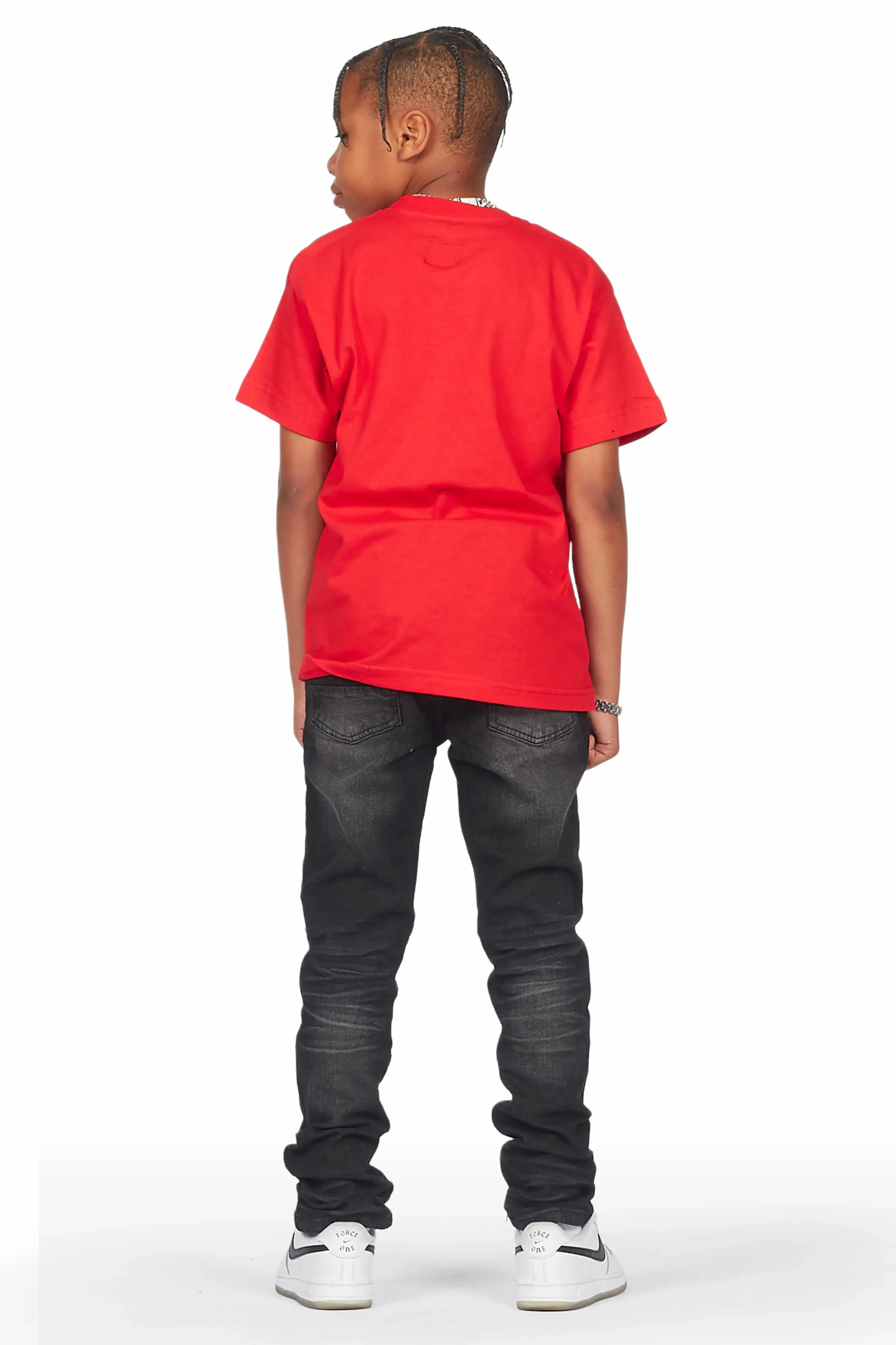 Boys Isamu Red/Black T-Shirt/Skinny Jean Set